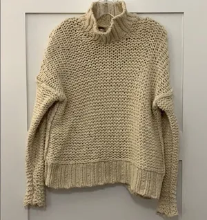 Free People Chunky Cotton Knit Cowl Neck Sweater thumbnail 3