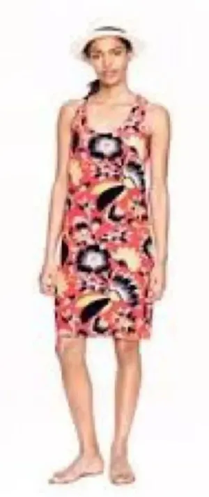 J Crew Tropical Silk Hibiscus Coral Twist Back Sundress thumbnail 1