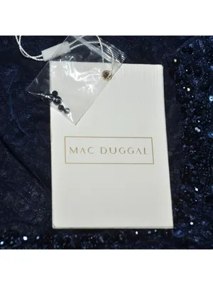 NWT Mac Duggal Size 10 Evening Gown Navy Embellished Thigh High Faux Wrap Formal thumbnail 12