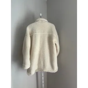 Garage Teddy Coat Cream Faux Sherpa Fleece Pea Coat Women’s Size M / L Cozycore thumbnail 3