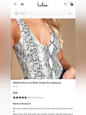 LULUS Women’s Wildlife Black and White Snake Print One Piece Bodysuit Size XS thumbnail 3