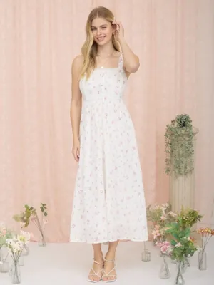 Floral Stripe Clip Dot Sleeveless Maxi Dress Medium thumbnail 2