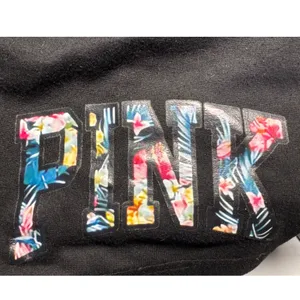 PINK - Victoria's Secret Floral Logo Lounge Shorts Elastic Waist Comfy Casual Black Size S‎ thumbnail 5