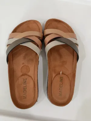 Madeline Metallic Multi-Stripe Slide Sandals in Rose Gold, Silver, and Bronze thumbnail 3