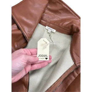 Jodifl size small faux camel color leather jacket -very stylish!! nwt thumbnail 6