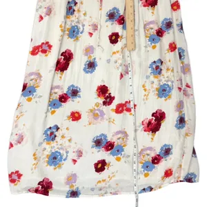 Lucky Brand Ivory Red Blue Floral Sleeveless Tie Waist V-Neck Maxi Dress size S thumbnail 4