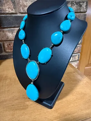 Avon Vintage Faux turquoise chunky statement Western necklace thumbnail 2