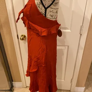 NWT Rust ESSUE Dress L w/ crossover back & lining thumbnail 4