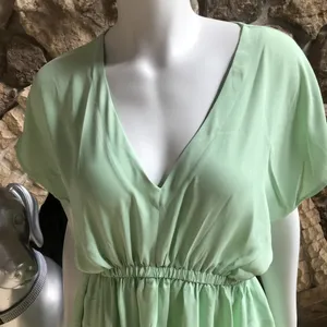 NEW Cupshe Short Sleeve V-Neck Mint Green Dress Cover Up Women's Size Medium thumbnail 3