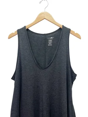 Natural Life One Size Charcoal Gray Wide Leg Lounge Jumpsuit Sleeveless Pockets thumbnail 6