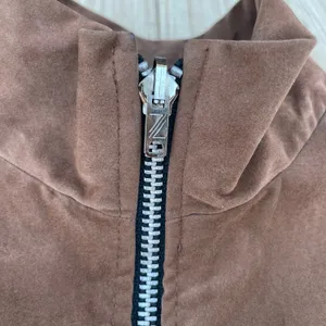 Caramel brown custom made microsuede feel women’s bomber jacket size M medium thumbnail 10