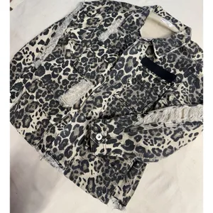 Dance And Marvel Leopard Distressed denim Jacket, Fits Med (D27) thumbnail 4