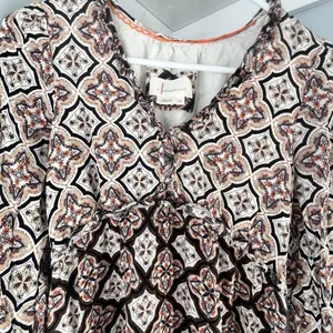 Anthropologie Dress Women's XS Multi Batik Print‎ Long Sleeve V Neck Tiered thumbnail 5