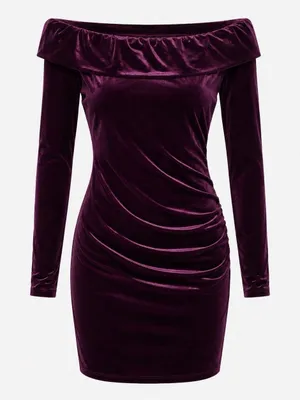 Calvin‎ Klein 12 Burgundy Velvet Off Shoulder Sheath Dress Whimsigoth Evening thumbnail 1