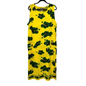I.G. Sport XX Large Yellow Green Hibiscus‎ Floral Sleeveless Maxi Dress thumbnail 9