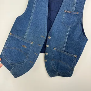 Vtg Chic Denim Western Vest Dark Wash Heart Buttons Sz Medium thumbnail 5