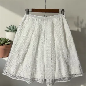 Maeve/ Anthropology Women's Lace A-Line Skirt White Geometric‎ Mini Skirt Size 2 thumbnail 3