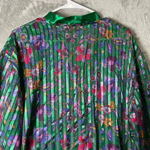 Victoria’s Secret Gold Label Green Floral‎ Satin Night Short Vintage Medium thumbnail 4