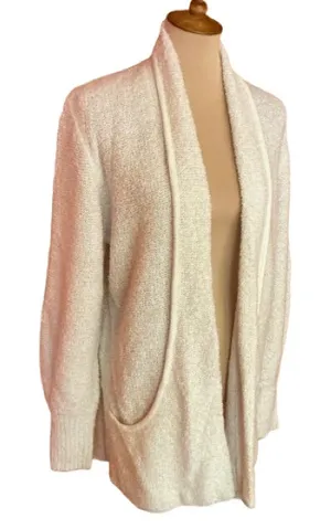 Vtg 90s fuzzy oversized cream cardigan thumbnail 1