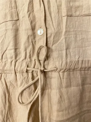 Petal & Pup Beige Tie-Waist Shirt Dress Size 2 Linen Blend thumbnail 4