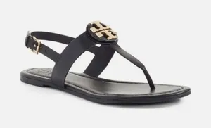 Tory Burch Black Bryce Logo Thong Sandal Size 10.5 thumbnail 1