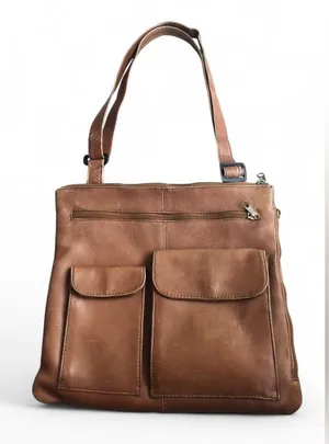 Vintage HOBO INTERNATIONAL - Brown Leather Pocket Crossbody Bag Purse thumbnail 1
