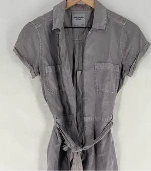 Abercrombie & Fitch Size‎ XS Zip Front Tie Waist Romper Gray Soft Flowy Lyocell thumbnail 6