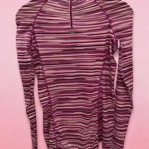 Athleta Purple Striped Half-Zip Long Sleeve‎ Athletic Top Size S thumbnail 2