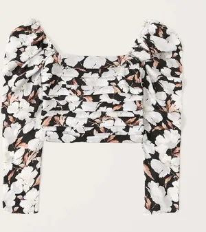 Abercrombie Long-Sleeve Puff Shoulder Top thumbnail 1
