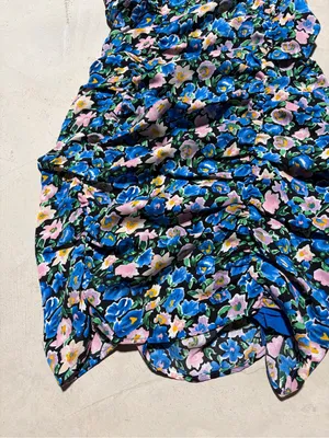 More to come Maggie twist mini dress One-Shoulder Floral Blue pink NWT small thumbnail 3