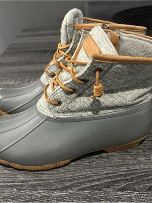 Sperry Gray and Tan Quilted Duck Boots thumbnail 2
