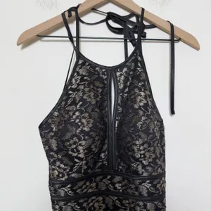 Xscape Women Formal Dress 6 Black Lace Halter Neck Keyhole Maxi Evening Gown thumbnail 3