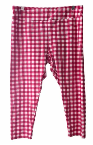 NWOT Red Gingham Print Capri Soft Stretch Knit Leggings XXL thumbnail 1