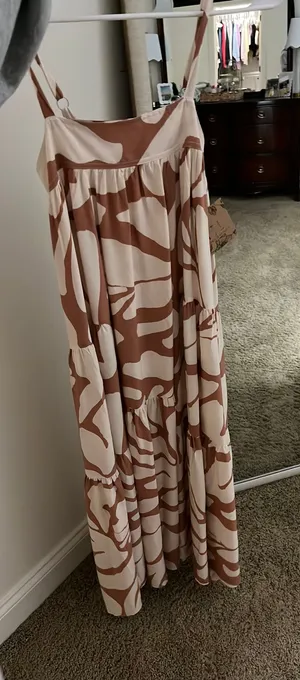 Brown and Cream maxi dress thumbnail 1