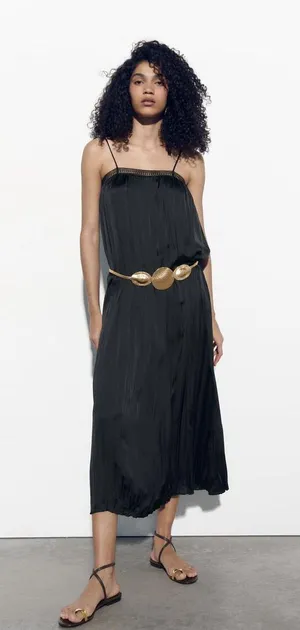 NWT BLACK MIXED LACE SLIP DRESS. Size Small. thumbnail 1