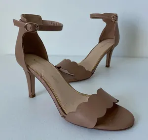 X-Appeal women’s Daire scalloped tan ankle strap‎ heels — size 10 thumbnail 1