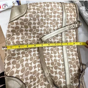 Coach Beige Signature Stripe Tote With Gold Trim thumbnail 5