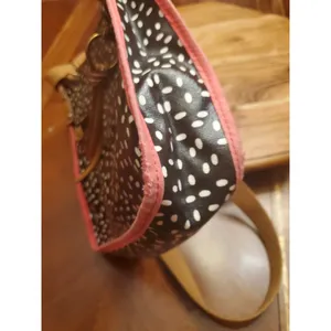 Fossil Keyper Coated Canvas Black & White Polka Dot Crossbody Purse Shoulder Bag thumbnail 10