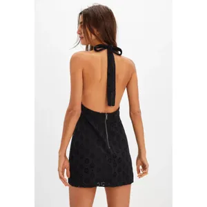 Free People Trevi Embroidered Halter 100% Cotton Eyelet Mini Dress Sz XS NWT! thumbnail 3