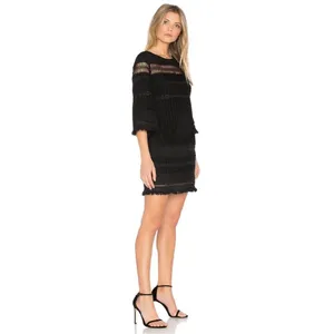 ELLIATT "Memory" Black Embroidered Fringe Dress‎ Size S thumbnail 4