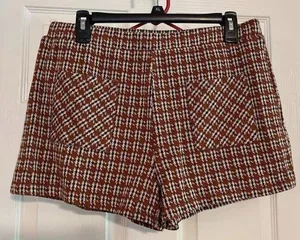 The Clothing Company Women's Plaid Tweed Shorts in Rust thumbnail 2