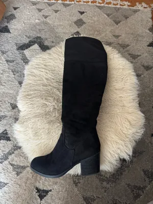 Journee Collection Black Suede Over-the-Knee Boots thumbnail 3