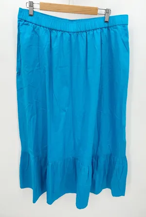 The Drop Ocean Blue Anupa Cotton Tiered Midi Skirt Pockets Womens XXL‎ NWT thumbnail 1