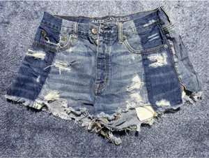 American Eagle Distressed High-Rise Festival Denim Shorts thumbnail 1