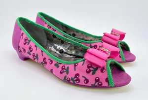 Poetic Licence Danty Doll Shoes 7 Pink Cherry Bow Rhinestone Peep Toe NWOB thumbnail 1