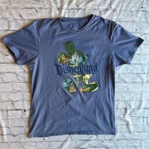 Disney Disneyland Mickey Mouse Womens Medium Blue Short Sleeve Map of Park thumbnail 1