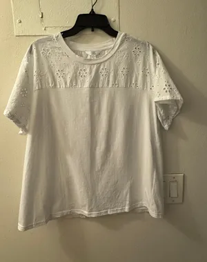 White Cotton Short Sleeve T-Shirt Large thumbnail 6