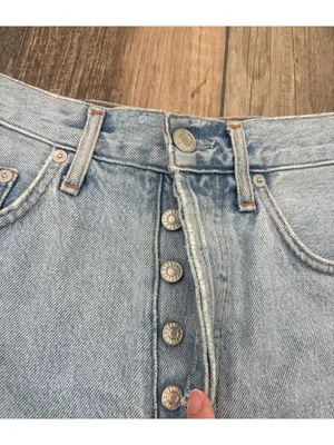 AGOLDE denim jean shorts light wash thumbnail 2