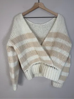 Sezane Lysandre Knit Jumper Sweater in Ecru Camel size Medium $198 thumbnail 9