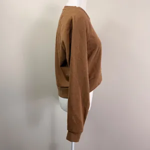 Beyond Yoga Uplift Cropped Raglan Sweatshirt Toffee Notched Hem Small thumbnail 4